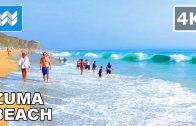 [4K] Zuma Beach in Malibu, California USA – Virtual Beach Walking Tour – Relaxing Ocean Waves 🎧